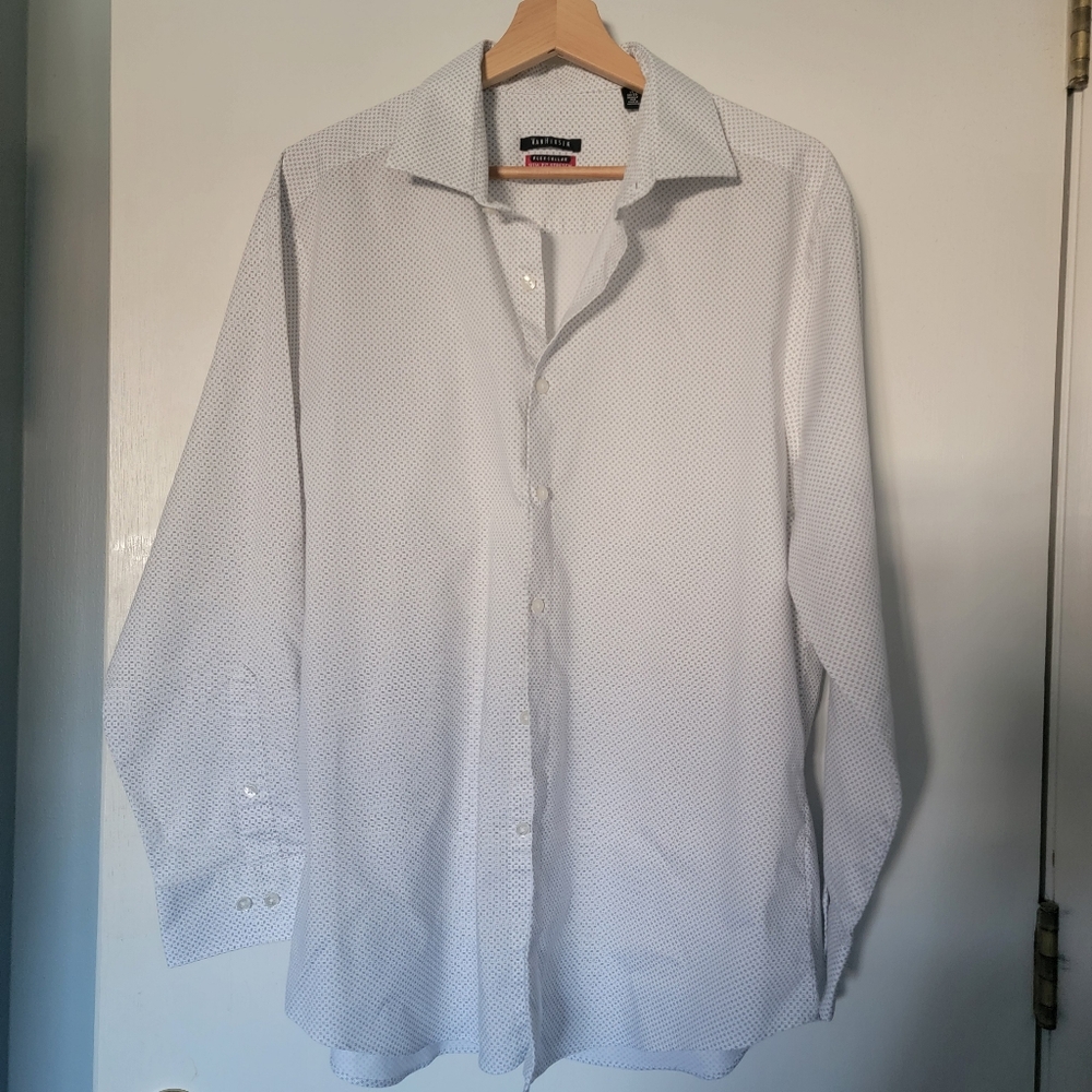 Men's White Van Heusen Slim Fit Stretch Patterned Shirt Sz 32/33